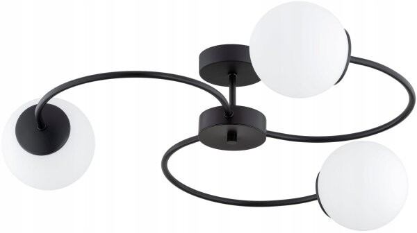 Deckenleuchte 3-flammig Glas Schwarz E27 B:60 cm Modern Leuchte