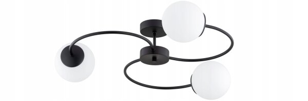 Deckenleuchte 3-flammig Glas Schwarz E27 B:60 cm Modern Leuchte
