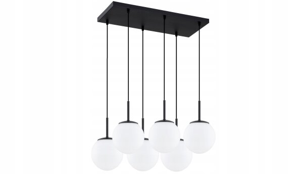 Pendelleuchte 6-flammig Glas Metall Schwarz E27 L:60 cm Leuchte