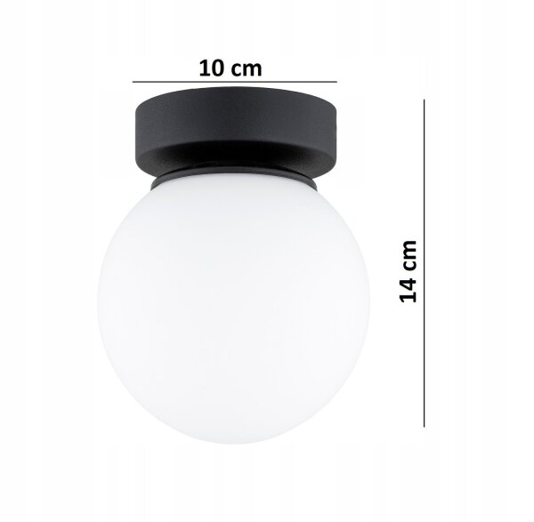 Deckenleuchte Glas Schwarz Weiß E27 B:14 cm Modern Leuchte