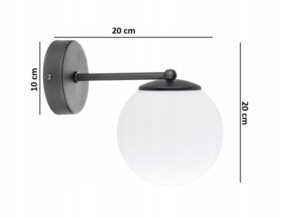 Wandleuchte Glas Schwarz Weiß E27 B:14 cm dekorativ Leuchte