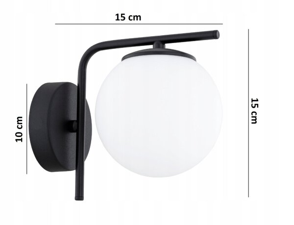 Wandleuchte Glas Metall Schwarz Weiß E27 B:14 cm Modern Leuchte