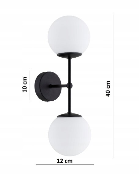 Wandleuchte Up Down 2-flammig Glas Weiß E27 H:40 cm Leuchte