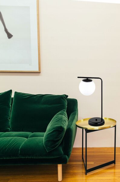 Tischleuchte Glas Schwarz Weiß E27 H:38 cm blendarm Leuchte