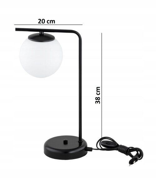 Tischleuchte Glas Schwarz Weiß E27 H:38 cm blendarm Leuchte
