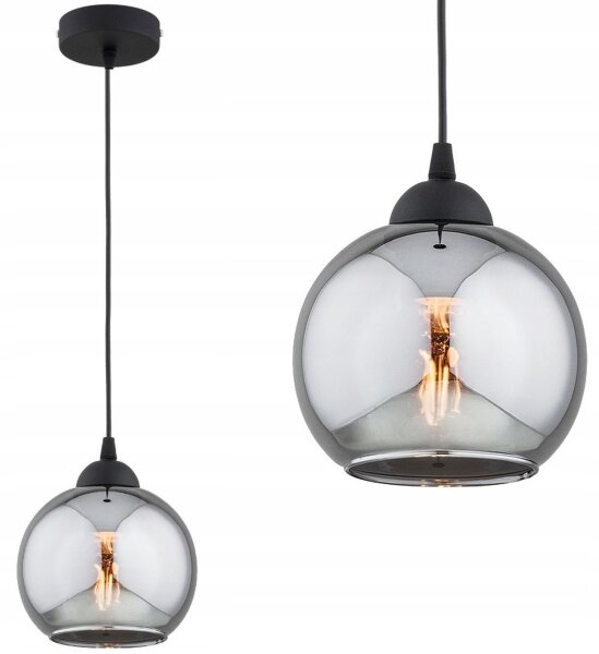 Pendelleuchte Rauchglas Schwarz E27 B:15 cm Modern Leuchte