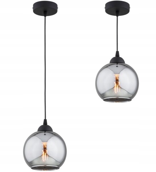 Pendelleuchte Rauchglas Schwarz E27 B:15 cm Modern Leuchte