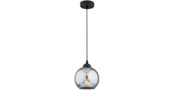 Pendelleuchte Rauchglas Schwarz E27 B:15 cm Modern Leuchte