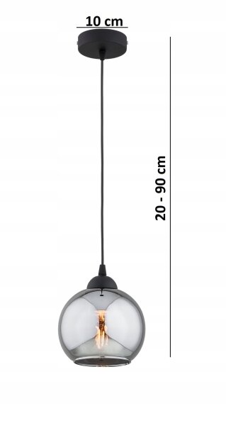 Pendelleuchte Rauchglas Schwarz E27 B:15 cm Modern Leuchte