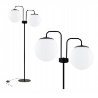 Stehleuchte 2-flammig Glas Metall Schwarz E27 150 cm