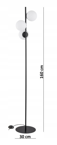 Stehleuchte 3-flammig Metall Glas Schwarz E27 160 cm