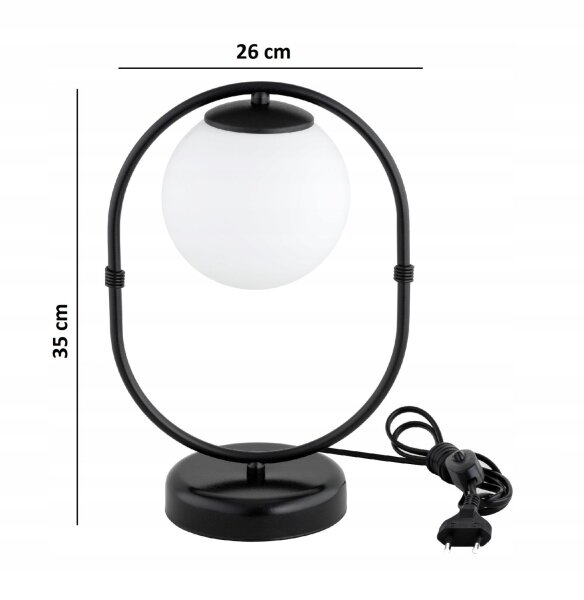Tischlampe Glas Schwarz blendarm E27 H:26 cm Modern Leuchte
