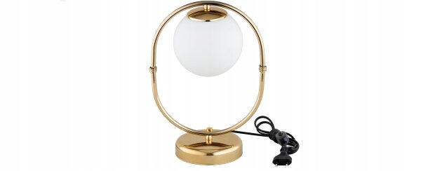 Tischleuchte Kugel Glas Weiß Gold E27 H:26 cm blendarm Leuchte