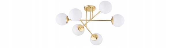 Deckenleuchte 6-flammig Glas Gold E27 B:70 cm blendarm Leuchte