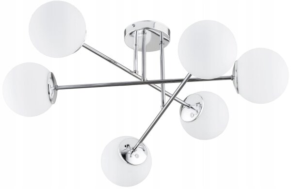 Deckenleuchte 6-flammig Glas Metall Silber E27 B:70 cm Leuchte