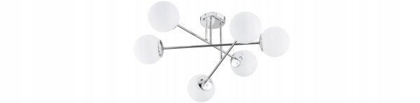 Deckenleuchte 6-flammig Glas Metall Silber E27 B:70 cm Leuchte