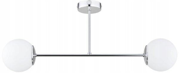 Deckenleuchte 2-flammig Metall Glas Silber E27 B:70 cm Leuchte