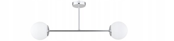 Deckenleuchte 2-flammig Metall Glas Silber E27 B:70 cm Leuchte