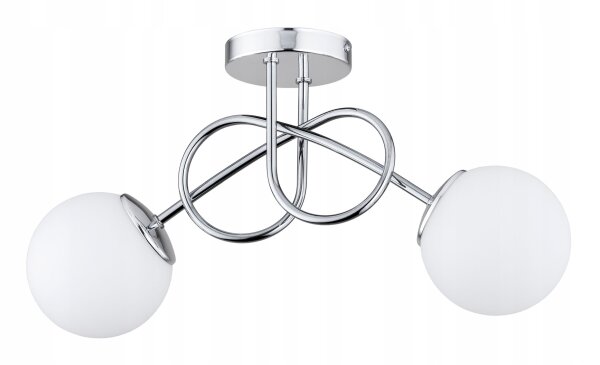 Deckenleuchte 2-flammig Glas Weiß Silber E27 B:70 cm Leuchte