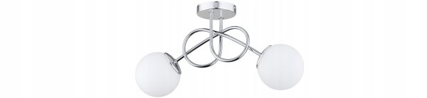 Deckenleuchte 2-flammig Glas Weiß Silber E27 B:70 cm Leuchte