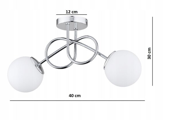 Deckenleuchte 2-flammig Glas Weiß Silber E27 B:70 cm Leuchte