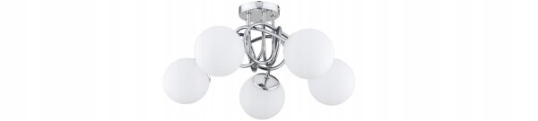 Deckenleuchte 5-flammig Glas Metall Silber E27 L:50 cm Leuchte