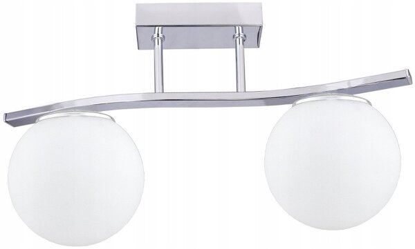 Deckenleuchte 2-flammig Glas Silber E27 45 cm blendarm Leuchte