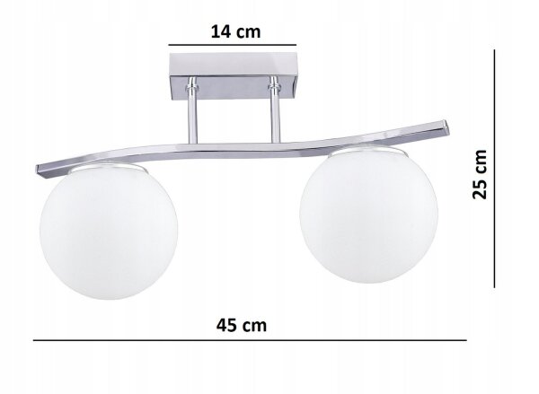 Deckenleuchte 2-flammig Glas Silber E27 45 cm blendarm Leuchte