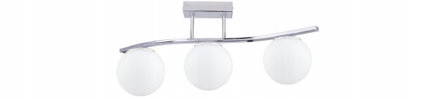 Deckenleuchte 3-flammig Glas Weiß Silber E27 L:60 cm Leuchte