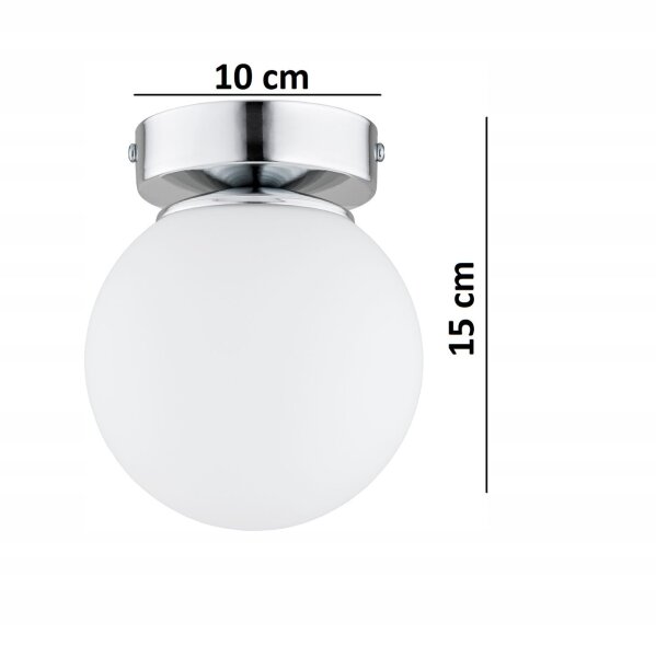 Deckenleuchte Glas Weiß Silber E27 B:14 cm dekorativ Leuchte