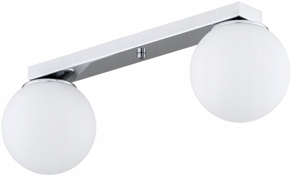 Deckenleuchte 2-flammig Metall Glas Silber E27 L:40 cm Leuchte