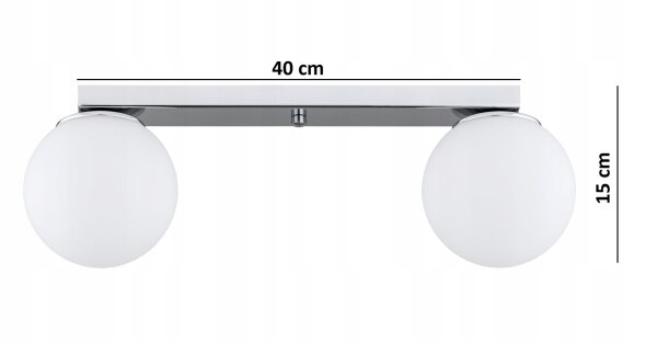 Deckenleuchte 2-flammig Metall Glas Silber E27 L:40 cm Leuchte