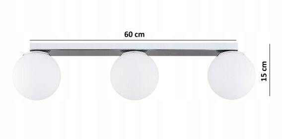 Deckenleuchte 3-flammig Glas Metall E27 L:60 cm Modern Leuchte