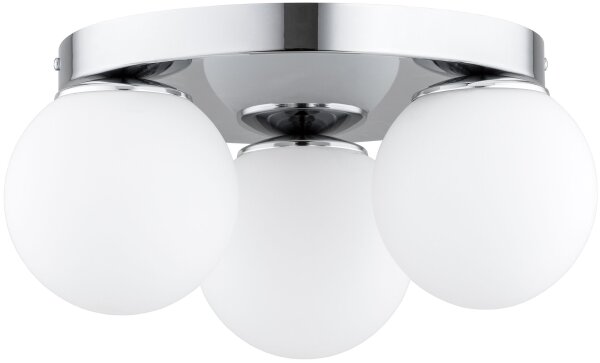 Deckenleuchte 3-flammig Metall Glas Silber E27 B:30 cm Leuchte