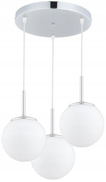 Pendelleuchte 3-flammig Glas Metall Silber E27 B:30 cm Leuchte