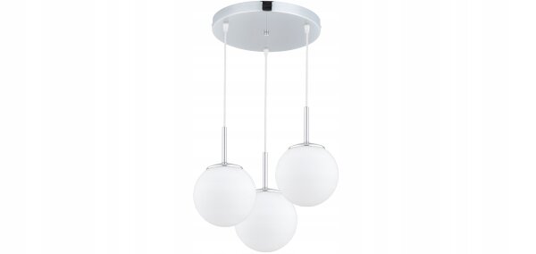 Pendelleuchte 3-flammig Glas Metall Silber E27 B:30 cm Leuchte