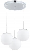 Pendelleuchte 3-flammig Glas Metall Silber E27 B:30 cm...