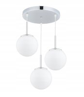 Pendelleuchte 3-flammig Glas Metall Silber E27 B:30 cm...
