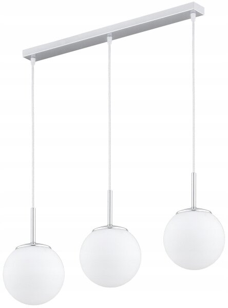 Pendelleuchte Metall Glas Silber 3-flammig E27 L:60 cm Leuchte