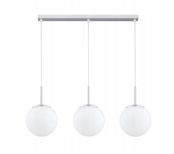 Pendelleuchte Metall Glas Silber 3-flammig E27 L:60 cm Leuchte