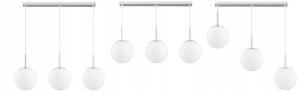 Pendelleuchte Metall Glas Silber 3-flammig E27 L:60 cm Leuchte