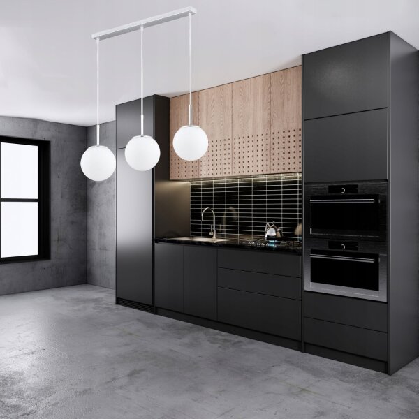 Pendelleuchte Metall Glas Silber 3-flammig E27 L:60 cm Leuchte