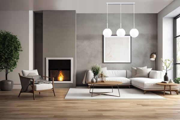 Pendelleuchte Metall Glas Silber 3-flammig E27 L:60 cm Leuchte