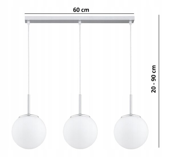 Pendelleuchte Metall Glas Silber 3-flammig E27 L:60 cm Leuchte