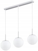 Pendelleuchte Metall Glas Silber 3-flammig E27 L:60 cm...