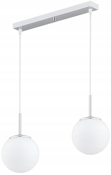 Pendelleuchte Glas Metall Silber 2-flammig E27 L:40 cm Leuchte