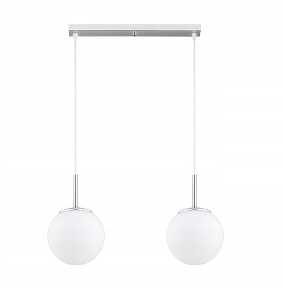 Pendelleuchte Glas Metall Silber 2-flammig E27 L:40 cm Leuchte