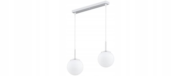 Pendelleuchte Glas Metall Silber 2-flammig E27 L:40 cm Leuchte