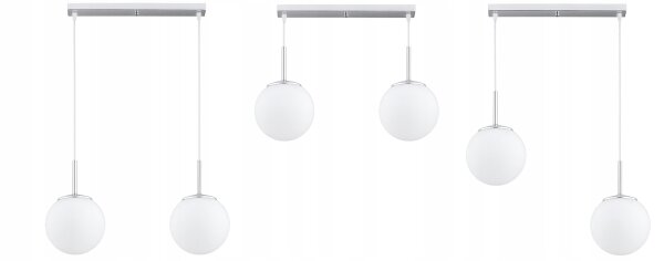 Pendelleuchte Glas Metall Silber 2-flammig E27 L:40 cm Leuchte