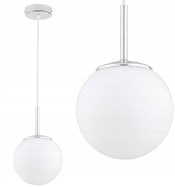Pendelleuchte Glas Metall Silber E27 B:14 cm Modern Leuchte